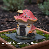 Resin Toadstool Cottage Whimsical Design Toadstool Fairy House for Gardeners