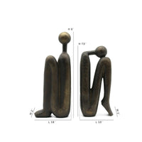 Abstract Figure Bookends Antique-Bronze Sculptures Heavy Duty for Home Office