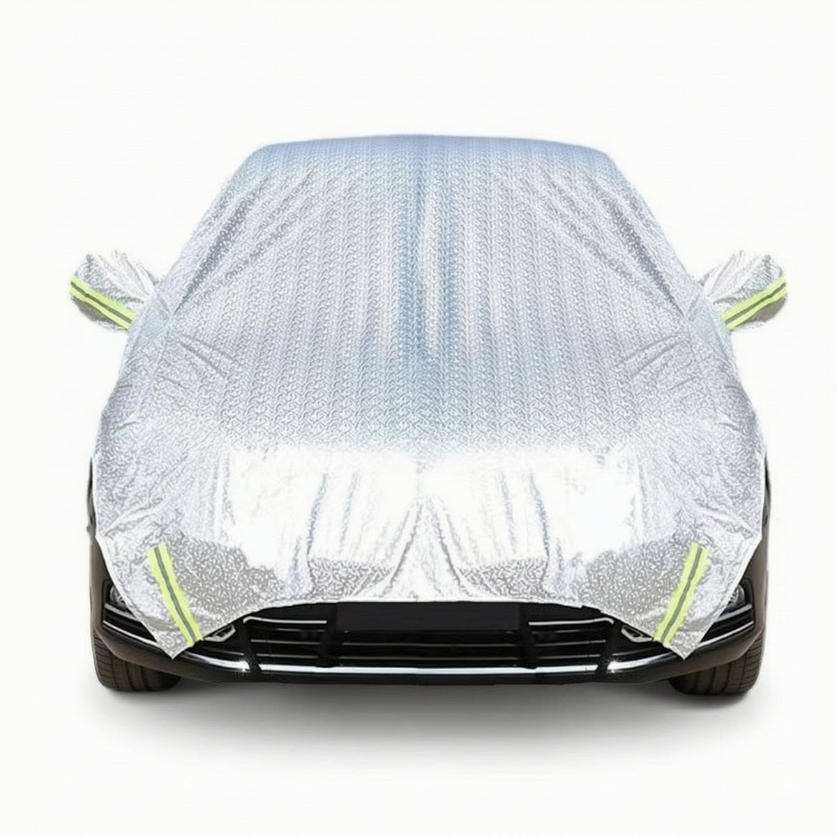 Reflective Half Car Cover Aluminum-Film Car Top Cover Weather-Resistant Safeguarding for Driveway