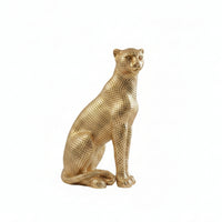 Leopard Figurine Gold Leopard Statue Resin for Desktop, Entryway
