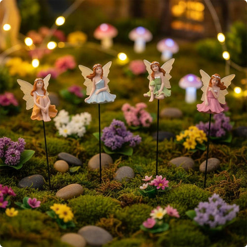4 Pieces Fairy Garden Figurine Miniature Flower Fairy Figurine Cute