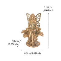Bronze Finish Fairy Sculpture Resin Material Flower Fairy Statue for Yard