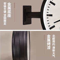 工厂直销铁艺时尚双面钟北欧简约个性石英钟两面钟家用极简挂钟表