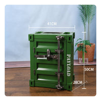 Shipping Container Trash Bin Raised Paneling Outdoor Storage Locking Latch
