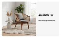 Nordic design Rattan Frame Seat sturdy Wood Legs Rattan rear Armchair mid-centurymid-century-modern Modern Design Sofa Comfortable Padded paddings for Homeowners, Interior Decorators, Adults, Lounge Area, perusing niche, Sunroom, Entryway