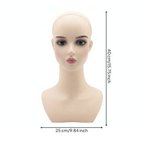 Mannequin Head with Shoulders Realistic Hair Head with Shoulders for Hairstylists, Home Styling