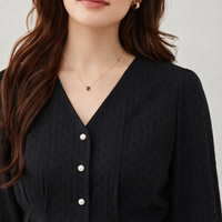 Ladies Tops for Women UK with Jacquard Weave V-Neck Design, Blouses for Office and Business Casual Wear, Single Breasted Style