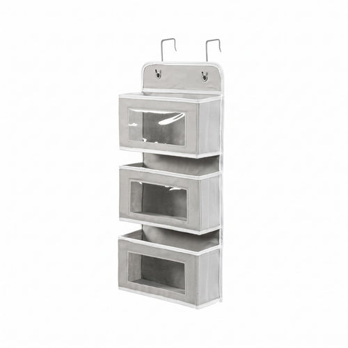 Over Door Pocket Organizer Metal Hooks Clear Window Storage Bag Textile
