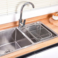 Retractable Colander Kitchen Sink Colander, Stainless Steel Colander Kitchen Drain Basket, Telescopic Stainless Steel for Washing Vegetables