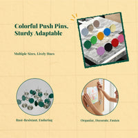 Colored Push Pins, Flat Round Head Thumb Tacks, Decorative map Tacks for Office, Home, Corkboard