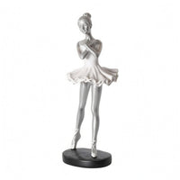 Ballet Performer Figurine White Tutu-Style Ballerina Statue Black Base for Shelf