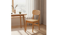 Natural Wood Look Bamboo Dining Set Rectangular Table with Woven Chairs Minimalist Cane Dining Set Wooden for Small Families, Kitchen, Breakfast Nook