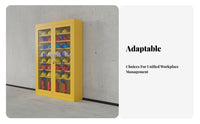 Heavy-Duty Safety Helmet Cabinet Freestanding Design Lockable Steel Cupboard Rust Resistant Storage Locker Dust-Proof for Construction Workers, Site Managers, Factory, Workshop, Warehouse, Company Premises