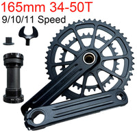Road Bike GXP Hollow Integrated Crank and Chainring 34/50T for 9/10/11 Speed, 165mm