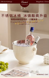 New Stainless Steel Ice Bucket with Handle, Thickened, for Commercial and Home Use