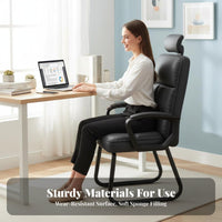 High-Back Sled Base Chair Comfortable for Long Sitting Sled Base Armchair