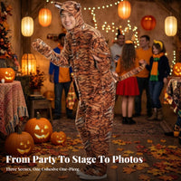Full-Body Tiger Costume Hooded Tiger Onesie Cozy Animal Costume Lightweight for Stage Performances