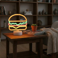 Burger Neon Light Colorful Burger Neon Sign Cute for Bedroom