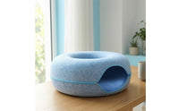 Semi-Enclosed Donut Cat Cave Easy to Clean Felt Cat Bed Cozy Hideaway Washable for Apartment
