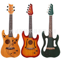26-inch 4-String Matte Ukulele in Natural Wood, Green, and Red for Beginners
