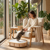Cat Scratcher Bed Solid Wood Pet Furniture Natural for Bedroom