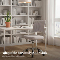 Armless Swivel Task Chair Padded Cushion Armless Rolling Chair Compact Design
