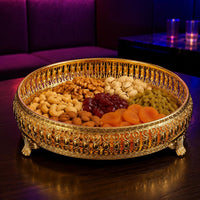 Gold Fruit Tray Footed Decorative Fruit Tray Shallow Basin