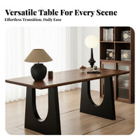 Solid Wood Dining Table Multi-Functional Walnut Finish Table Sturdy Construction Contemporary Workspace Desk for Families, Homeowners, Study, Kitchen