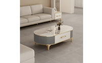 Coffee Table with Storage Drawer Faux Stone Finish Coffee Table with Drawer Modern for Living Room