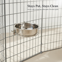 Stainless Steel Hanging Pet Bowl for Crate, Anti-Tip Food and Water Feeder