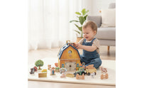 Pretend Play Farm Shape Sorter Playset Fine-Motor Barn Shape Sorter Educational Barn Toy with Animal Figures Learning for Toddlers, Preschoolers, Playroom, Daycare