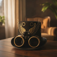 Steampunk Top Hat Retro-Fantasy Top Hat with Goggles Felt-Like for Cosplayers, Theater Performances