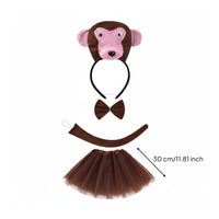 Monkey Costume Accessory Set Brown and Rose Creature Dress-up Kit Soft Material
