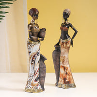 African Tribal Resin Figurine Decor for Living Room