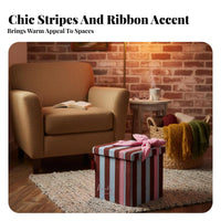 Giftdesign Storage Box Bow Decoration Organizer Bin Space-Saving for Living Room