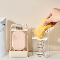 Soap Dispenser with Drain Tray Drain-friendly Soap Container Foaming Soap Dispenser Soap Holder Compact Rectangular Plastic Style Design Suitable for Bathroom Sink Laundry Room