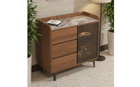 Sintered Stone Top Sideboard Stable Load-Bearing Living Room Tea Cabinet Water-Resistant Finish Kitchen Storage Sideboard for Hotel