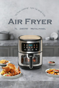 air fryer不锈钢可视空气炸锅智能家用电炸锅电烤箱一体一件代发 英规
