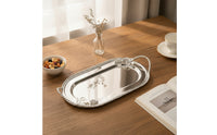 Decorative Tray with Rope Border Silver-Toned Serving Platter Easy to Clean