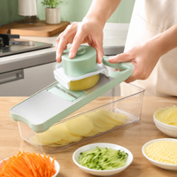 Mandoline Vegetable Slicer, Robust Vegetable Cutter with Hand Guard, 29.5x20x9cm Kitchen Grater for Precise Slices, Seafoam