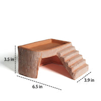 Terracotta Turtle Basking Resting Spot with Hide Porous Turtle Aquarium Accessories, Stepped Climbing Ramp for Semi-Aquatic Habitats