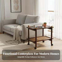 2-Tier Rolling Trolley Multifunctional Design Wheeled Side Table for Homeowners