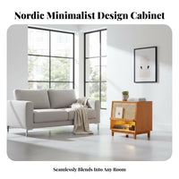 Rattan Nightstand Ample Storage Rattan Drawer Side Cabinet Easy to Assemble