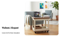 Removablepanel Tea Trolley Foldable Top Side Table Movable with Lockable Casters 2-Tier Design for Apartment Dwellers, Adults