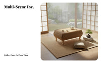 Japanese design Woven Top woven mat Table Serene Aesthetic Floor Desk Space-Saving Home Furniture space-efficient Design for Minimalists, Apartment Dwellers, People in Small Homes, Bay opening, Balcony, Living Room, Bedroom
