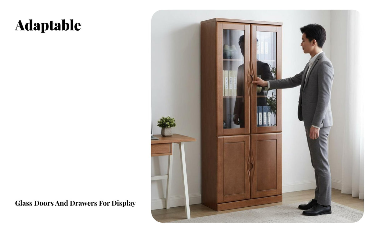 personalizedizable Design Tall bookshelf with Doors Multifunctional Floor-Standing Display Hutch space-saving Size Home Furniture adaptable for Book Lovers, homeowners, Collectors, Study Room, Bedroom, Hallway