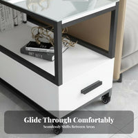 Rolling End Table with Drawer On Wheels Multi-Level Rolling Organizer for Study