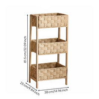 Rattan Storage Rack Handmade 3-Tier Rattan Shelf Space-Saving for Living Room