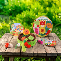 Squeezable Soft Toy Play Set with Storage Box Interactive Fruit and Vegetable Plushies with Basket Cute Fruit and Vegetable Basket Soft Toy Toddler for Toddlers, Babies, Infants, Home, Nursery, Tummy Time
