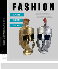 复古铁艺武士头盔装饰摆件创意罗马勇士盔甲桌面摆饰摄影影视道具